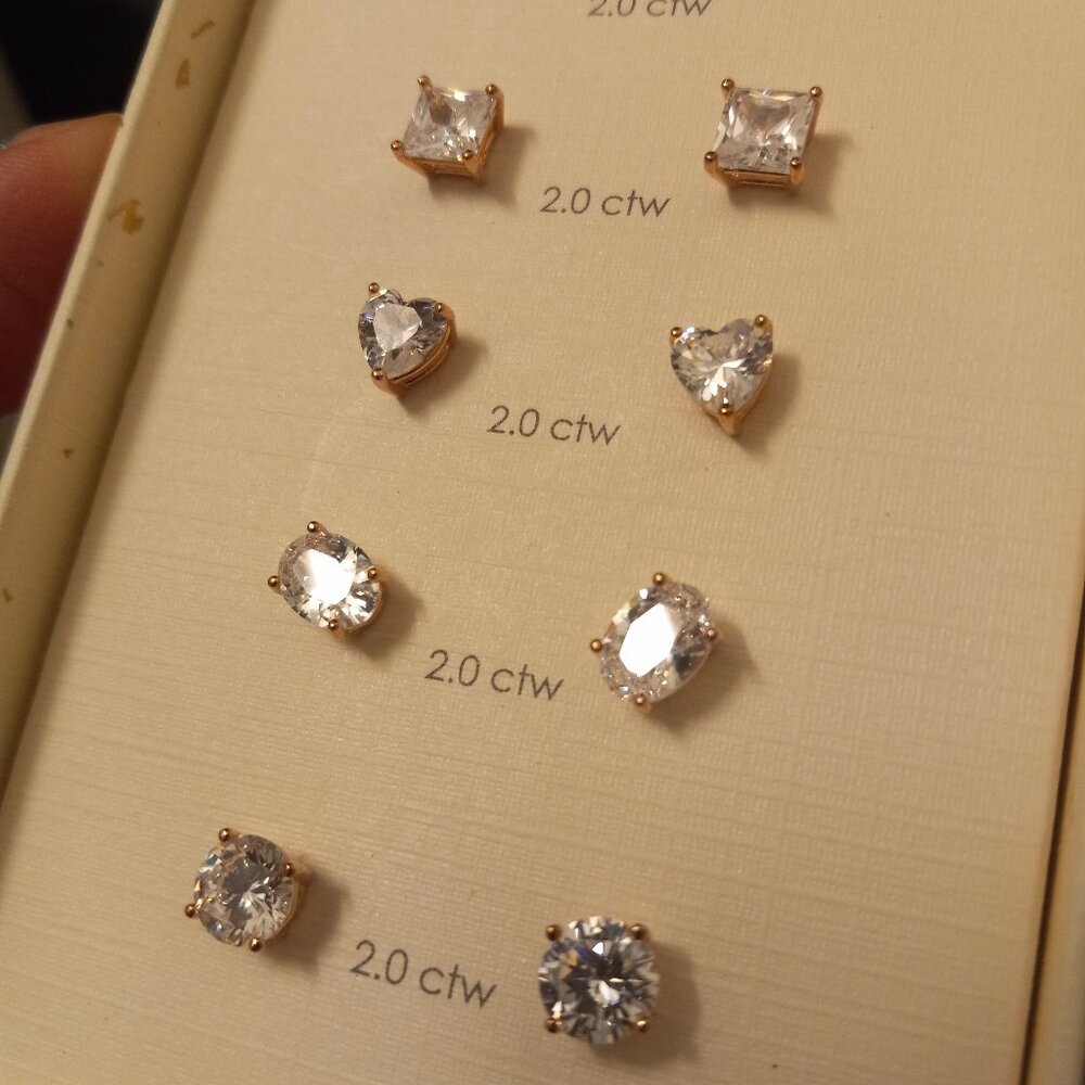 Diamonique Simulated Diamond Earrings    925 Silver Plated Rose Gold